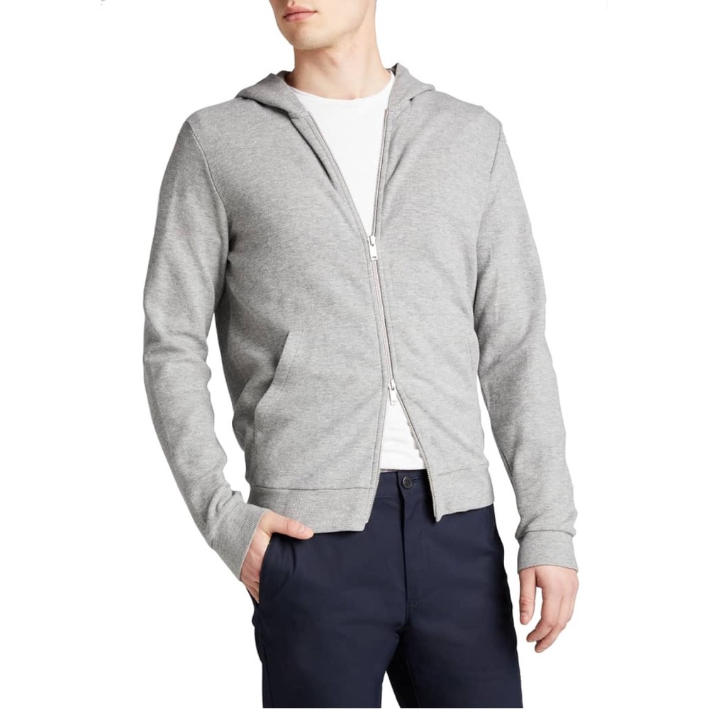 Theory Men's Heather Grey Ridge Waffle Hoodie Sweatshirt Size XXL